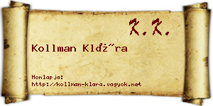 Kollman Klára névjegykártya